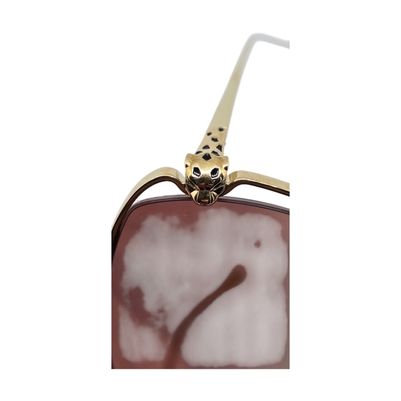 CARTIER SUNGLASSES ENAMEL Elegant Gold Sunglasses with pinkish Lenses - Picture 7 of 9